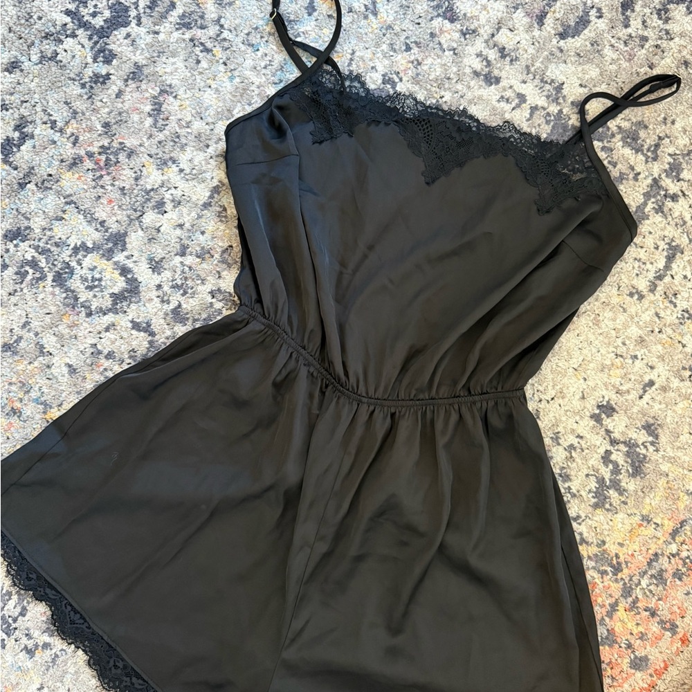 Abercrombie & Fitch Black Chemise with Lace Trim